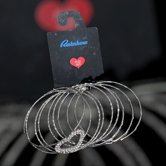 Rainbow Plus Size Assorted Heart Bangle Bracelets - Picture 6 of 7